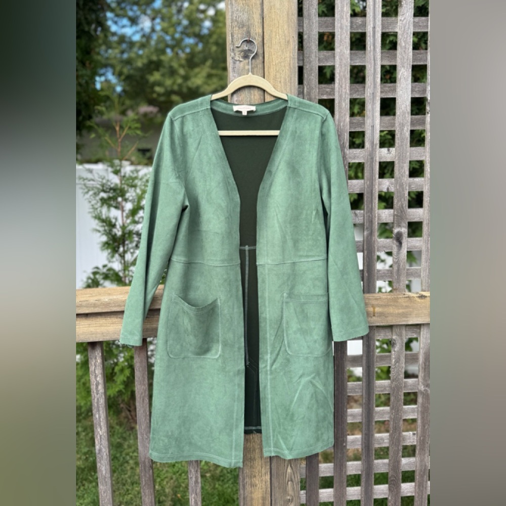 Ultrasuede-style duster, long cardigan